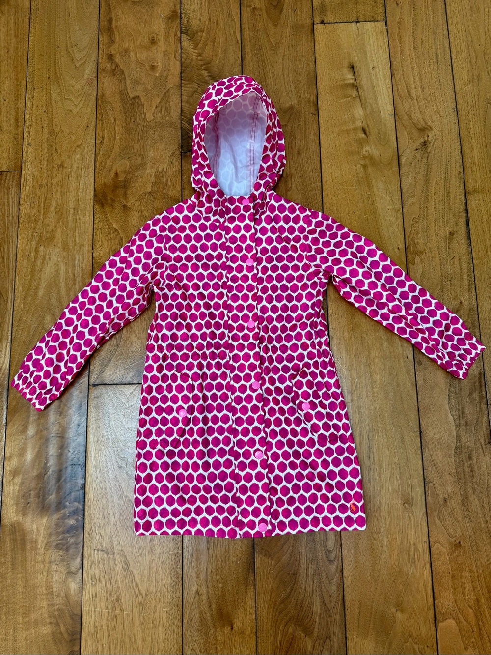 Joules Golightly Right As Rain Pink Spot Hooded Raincoat Girls 6Y